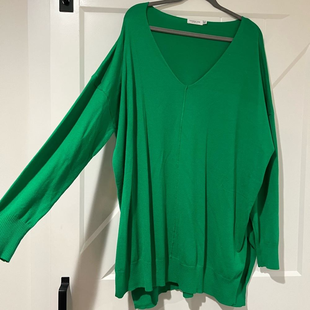 Chic Soul- Green V-Neck Sweater XXL